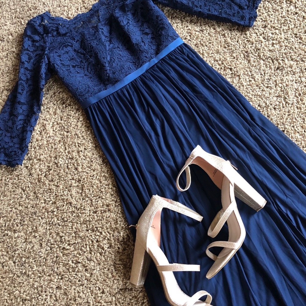 David’s bridal navy blue long sleeve